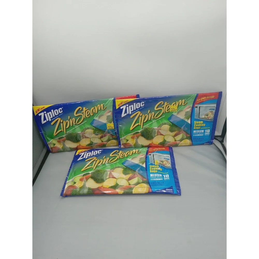 Ziploc ZipN Steam Microwave Cooking Bags 10 Bags Per Pack 3 Packs Medium